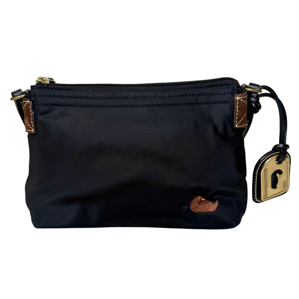 Dooney & Bourke Crossbody Bag Small Black Purse Nylon Leather Pink Preppy Y2K